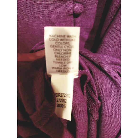 J. Jill Purple Midi Dress LP Large Short Button Front Sleeves NWT - Picture 13 of 14